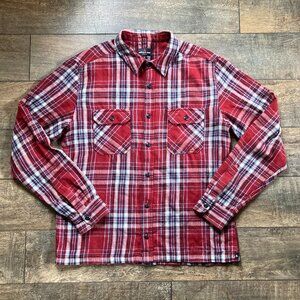 American Giant Men's Vintage Flannel Bonfire Red Plaid; Size M